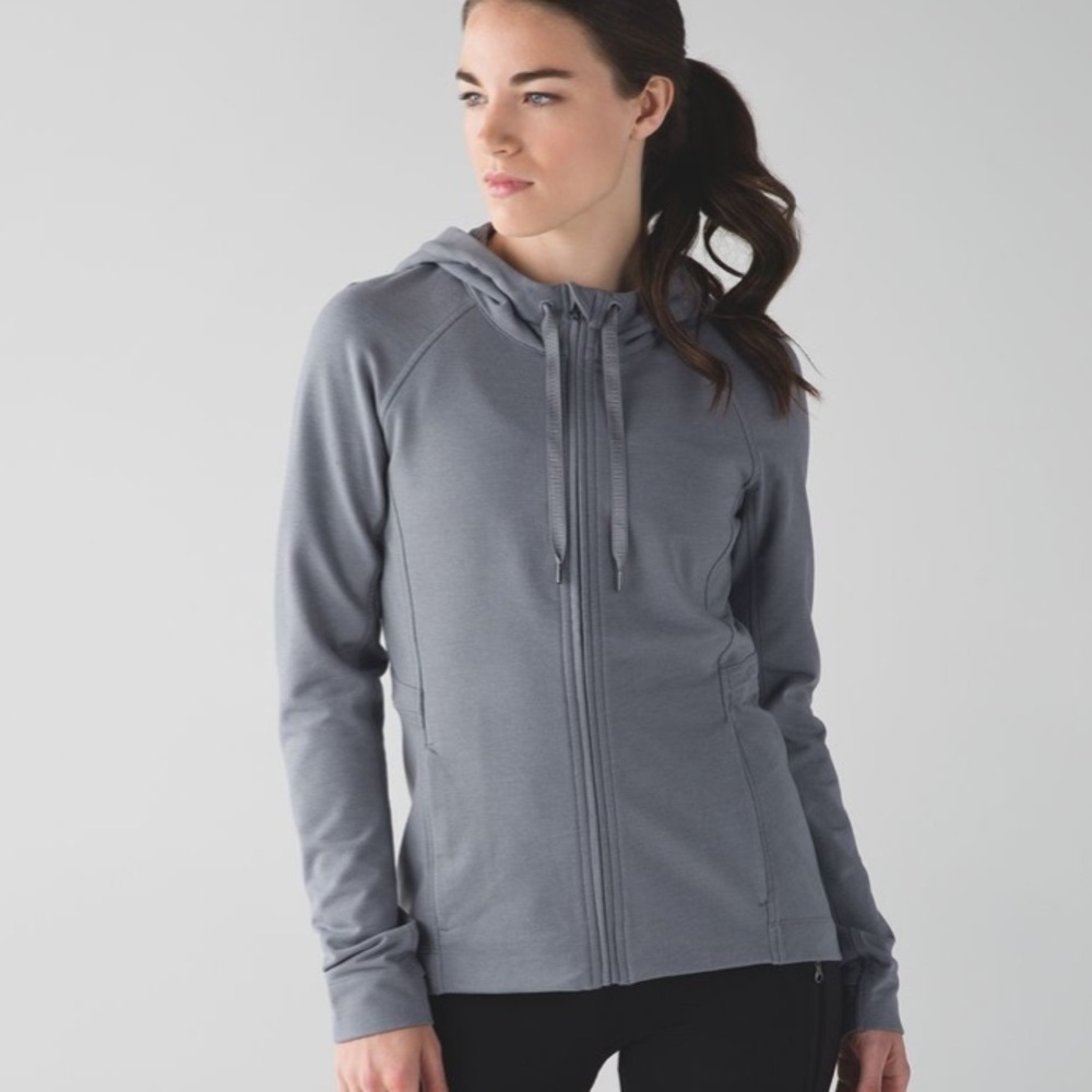 Lululemon Athletica Womens Take Ten Hoodie Washed Black Grey Sweatshirt Yoga 8